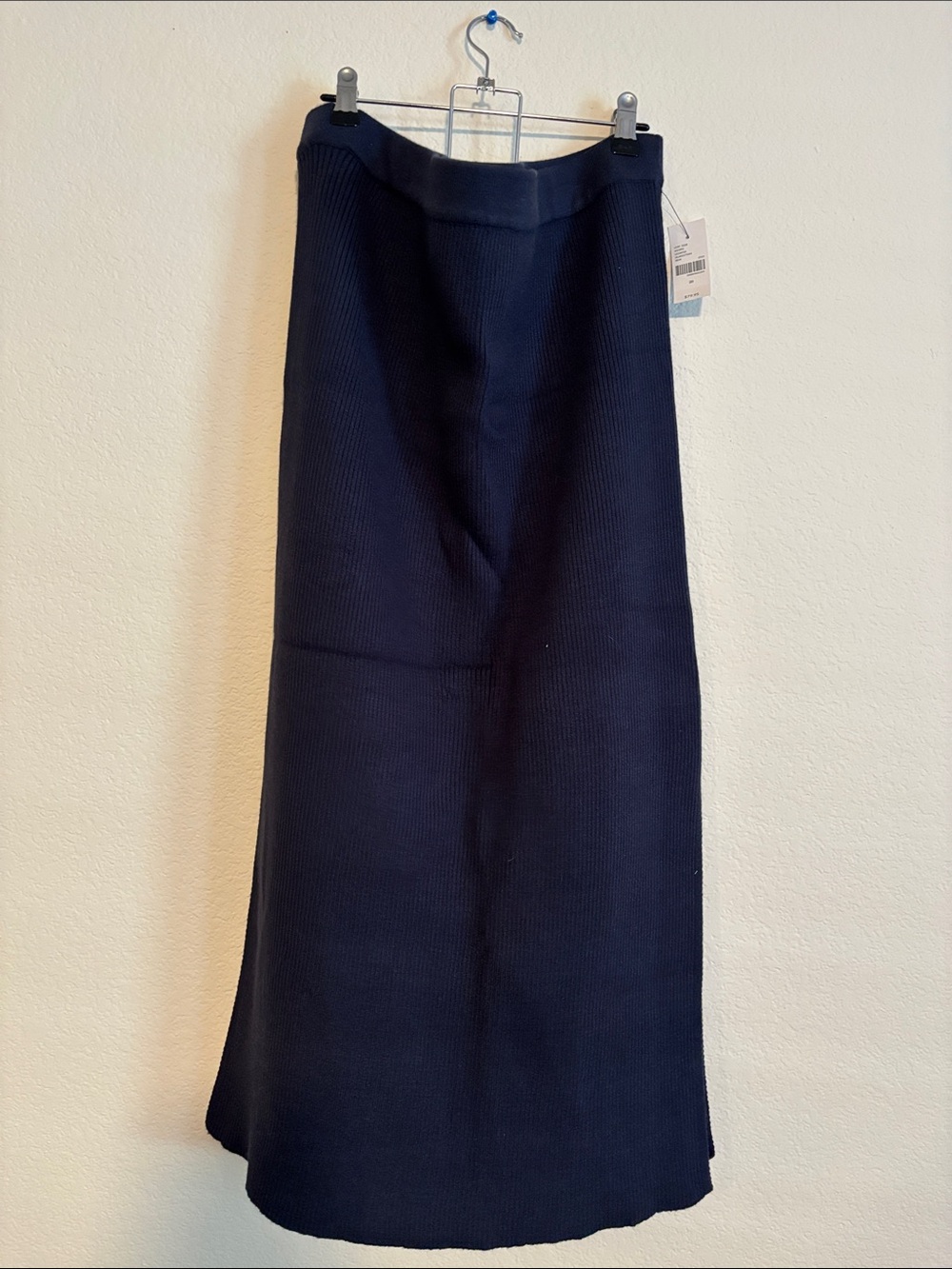 Women's Navy Ribbed Knit Maxi Skirt